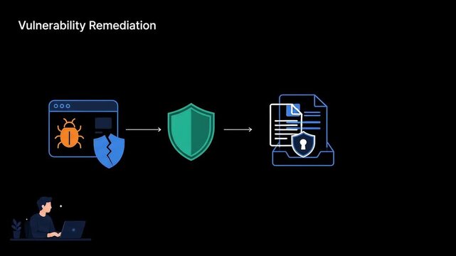 Animation showing vulnerability remediation process with security