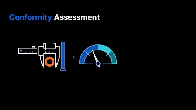 Conformity assessment animation showing measurement and quality