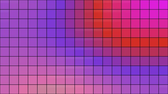 A grid of colorful squares displays a smooth gradient transitioning from green to pink and purple shades across the rectangular pattern.