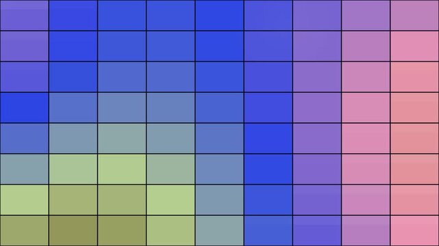 Pixel art style grid featuring gradient color transitions across multiple squares in various shades