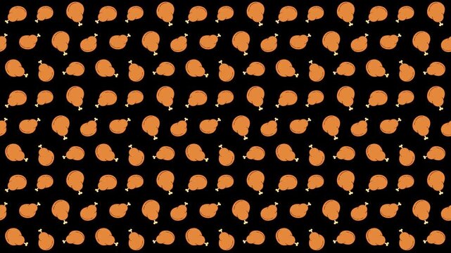 Staggered Seamless Pattern Featuring Roasted Fried Chicken Legs Design 4k Motion Loop