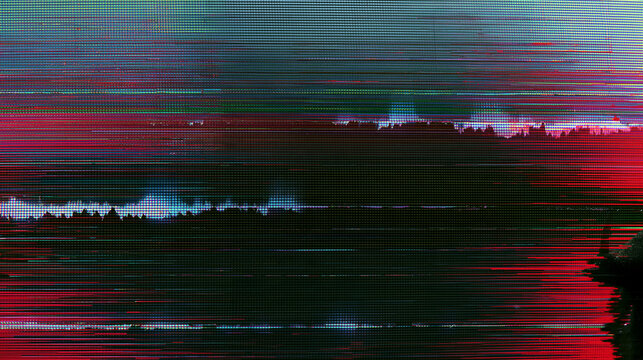 Glitch scanline texture with analog signal noise and colour bleed