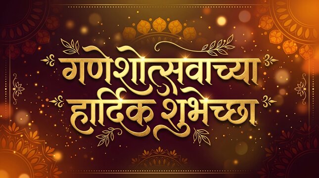 Ganeshotsav Hardik Shubhechha Marathi Greeting with Traditional Festive Background