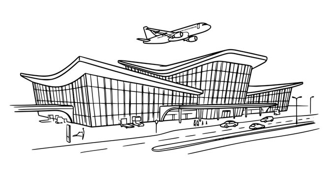 Mineta San Jos&eacute; International Airport Terminal Outline Vector