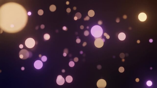 Floating bokeh particles in lavender blush gold gradient