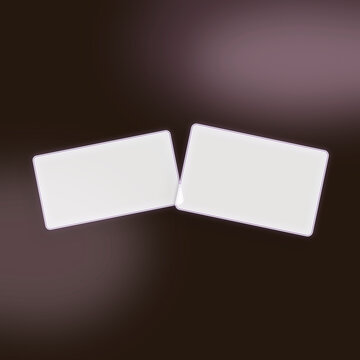 Two white glowing rectangular cards float side by side on a dark, softly lit backdrop, perfect for callouts, comparisons, and modern design mockups.