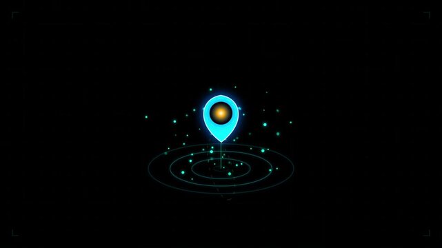 Neon blue Holographic GPS Locator Radar HUD Loop Motion Graphic