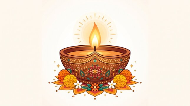 Traditional Indian Diya Oil Lamp for Diwali Festival