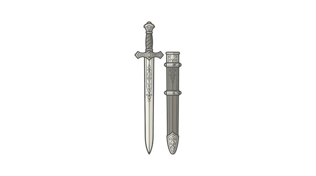 Medieval short sword and protective scabbard.