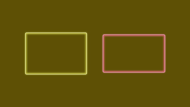 Two empty neon-outlined rectangles sit side by side on a flat olive backdrop, with contrasting yellow and pink glow?ideal for UI comparisons and promos.