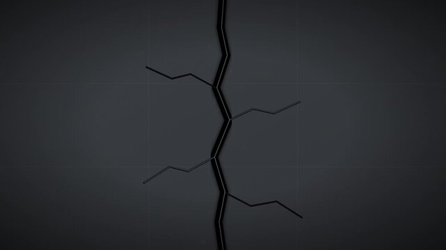 dark abstract background with a vertical zigzag crack line and smaller diagonal branching fractures across a moody surface
