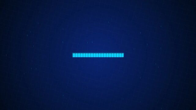 Blue Digital Progress Bar Loading Animation Element on Dark Blue Background