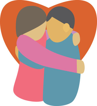 A vector art of two people hugging for love, without background.