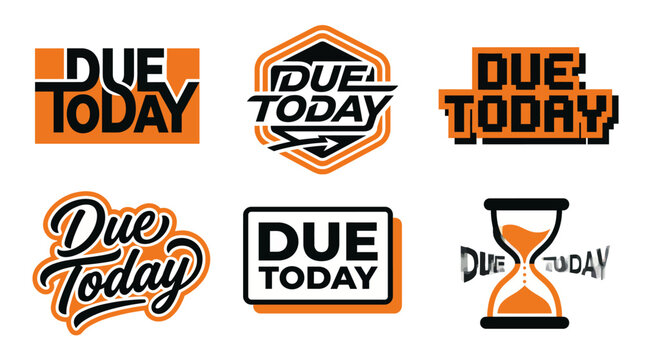 A collection of trendy logos featuring the phrase 'Due Today,' perfect for promotional materials and conveying urgency in a modern and appealing visual manner.