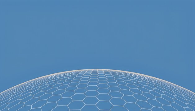 Abstract 3D Wireframe Hexagon Globe Shield Technology Background