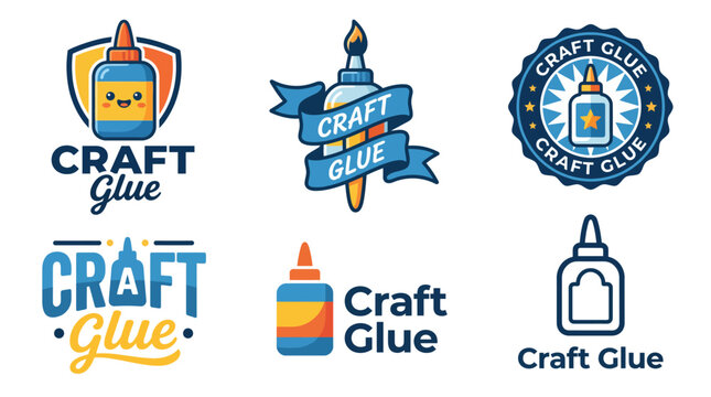 A captivating variety of 'Craft Glue' logos perfect for creative projects, arts and craft supplies businesses, showcasing playful and versatile designs.