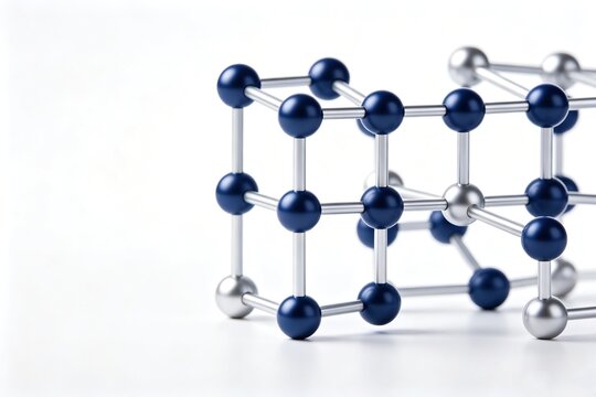 Abstract Molecular Structure, Silver Blue Connected Spheres Lattice