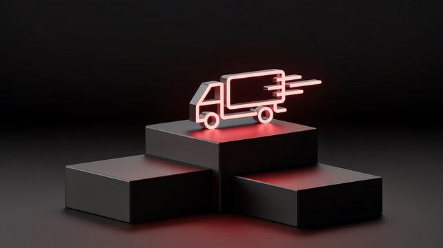 Digital delivery truck icon representing logistics transportation and shipping services