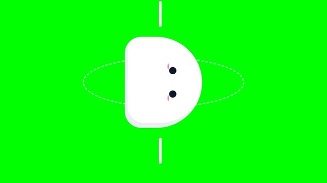 Cute White Blob Character Rotating on Green Screen Background.