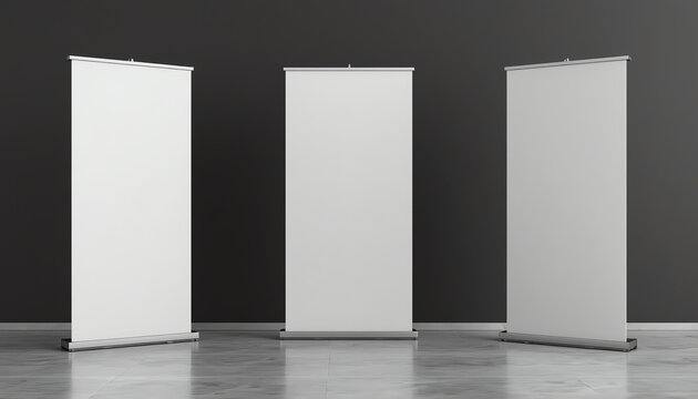 Blank roller banner set. 3d illustration