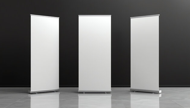 Blank roller banner set. 3d illustration