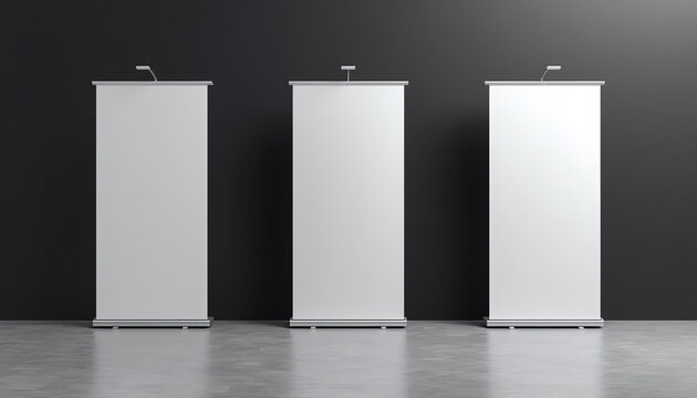 Blank roller banner set. 3d illustration