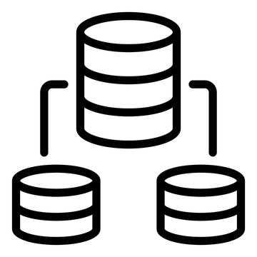 Relational Database Icon with Connected Tables and Data Flow