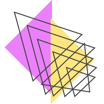 Geometric Pink Yellow Diamond with Overlapping Line Triangles