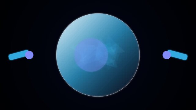 Abstract 3D Geometric Shapes Transforming Into A Glowing Blue Sphere.