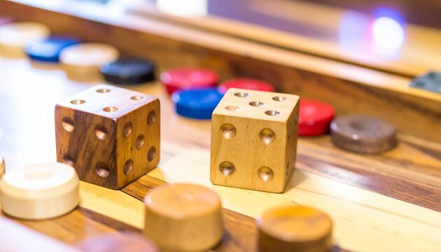 サイコロ サイコロの目 バックギャモン ボードゲーム 木製 駒 ゲーム ギャンブル 運 勝負 クラシック レトロ 木製玩具 インテリア 温かみ テクスチャ プレースホルダー 背景素材 娯楽 戦略