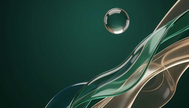 Translucent spheres and ribbons in sophisticated emerald composition