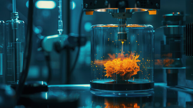 Automated Robotic Arm Injecting Liquid Nutrients into a Culture Jar