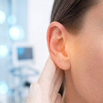 Professional Medical Examination of a Human Ear in a Modern Clinical Setting by a Healthcare Specialist