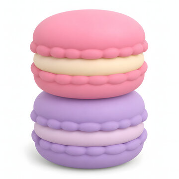 3D rendered stacked colorful pastel macarons french dessert