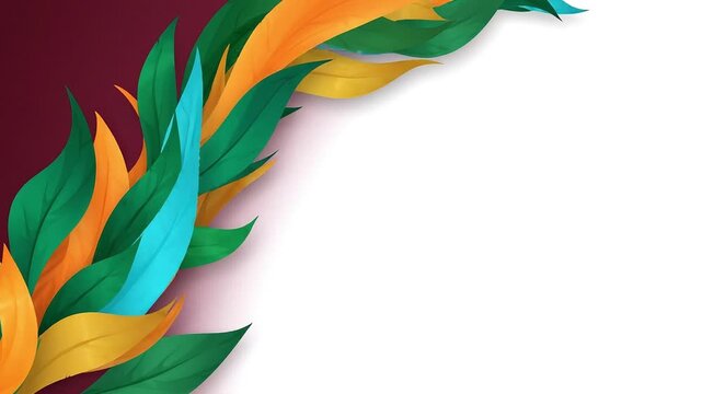 Vibrant botanical leaf arrangement showing flowing motion in this artistic 3d digital animation clip for modern corporate web design backgrounds