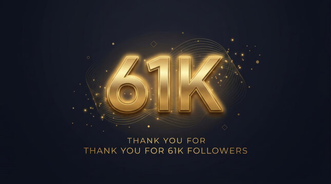 Thank You 61K Followers Celebration Banner With Golden Typography and Social Media Milestone Design