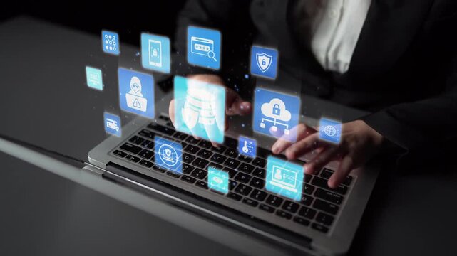 Data privacy and cyber security icons show encryption, data privacy safeguards, and cyber security defense. Data privacy ensures cyber security protection and access control. Funnel