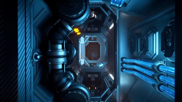 SciFi Spaceship Reactor Corridor Interior Motion Loop
