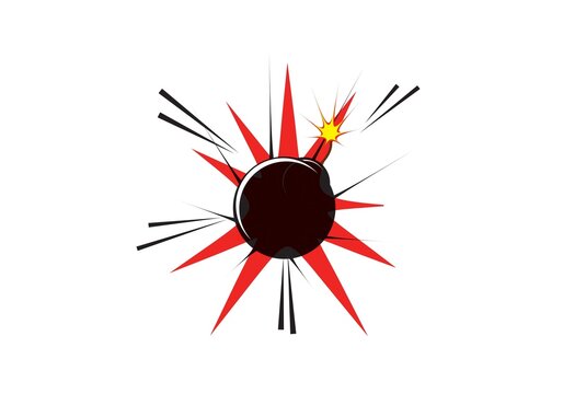 bomb with a red ribbon on white background