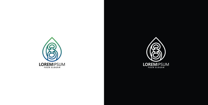 Minimalist teardrop logo design featuring an abstract tree within a leaf shape for environment and nature branding concepts
