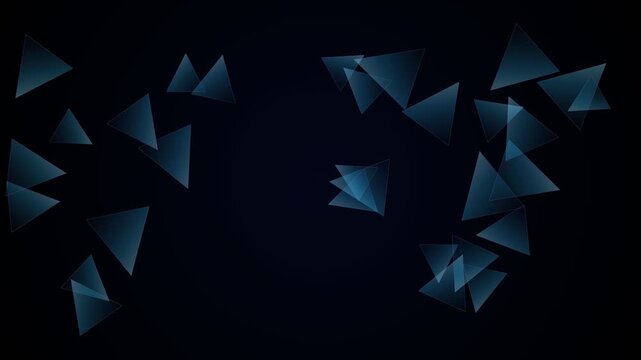 Abstract 3D Geometric Shapes Transforming Into A Glowing Blue Sphere.