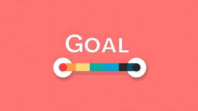 Colorful goal progress bar on a salmon pink background, showing completion stages, modern design for success and targets, clean visual.
