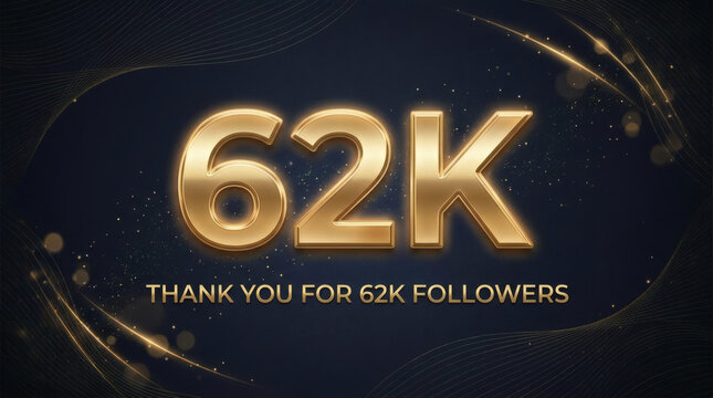 Thank You for 62K Followers &mdash; Social Media Milestone Celebration Gold Banner