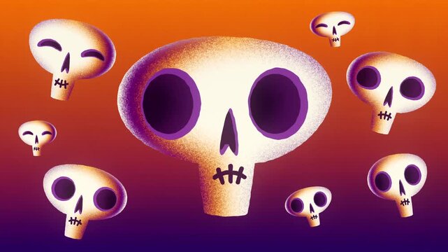 Halloween Pumpkin, Skull and Icon Set Vector Illustration with Funny Cartoon Faces, Smiley Characters, Symbols, Masks and Spooky Design Elements
