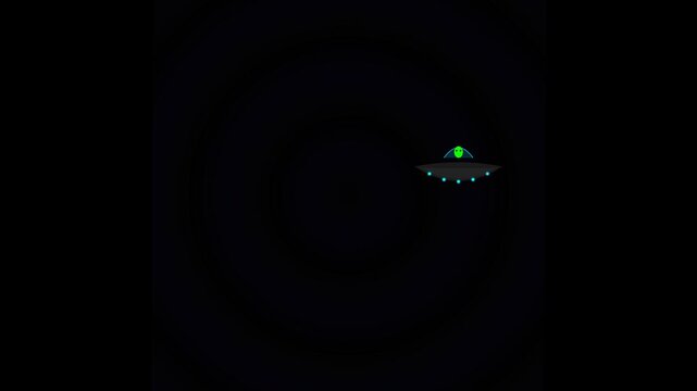 Pixel art ufo spaceships floating in dark space