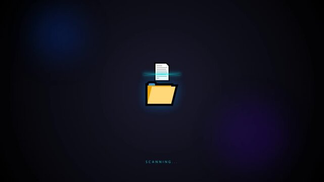 Minimalist digital folder icon with document on dark background