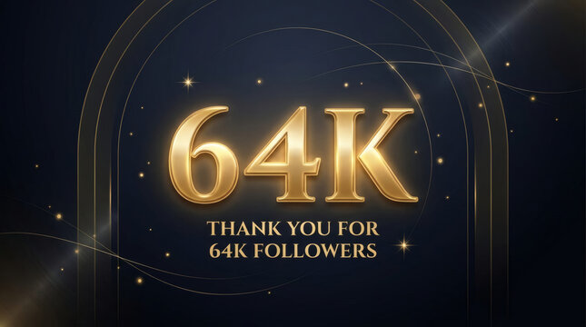 64K Followers Thank You Gold Celebration Social Media Milestone With Elegant Dark Background