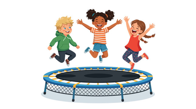 Children jumping on trampoline