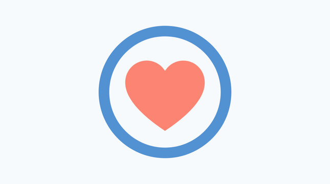 Red heart symbol inside blue circle vector