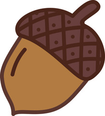 Cute Brown Acorn with Textured Oak Cap, Cottagecore Halloween Autumn Woodland Clipart © PepperGlory